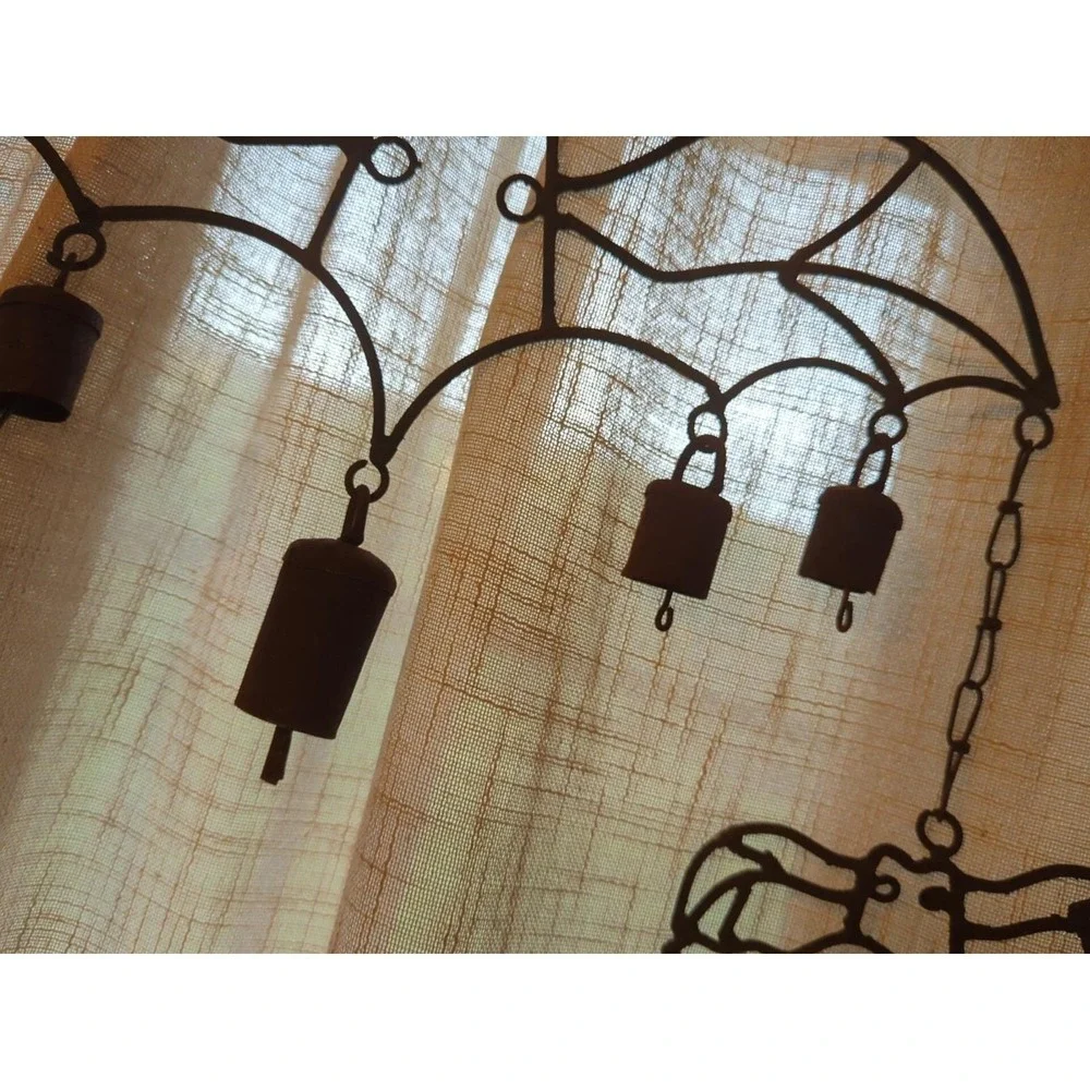Antique Iron Rare Large BAT With Babies Rusty Tin Farm Bells Windchimes
